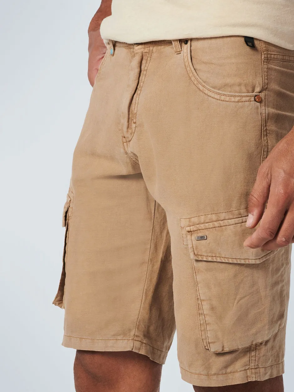 Short With Linen Garment Dyed Cargo | Khaki