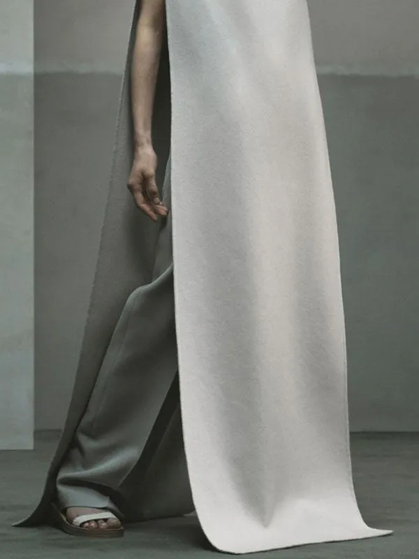 Solid Color Split-side Loose Sleeveless High Neck Cover-Ups Tops Cape