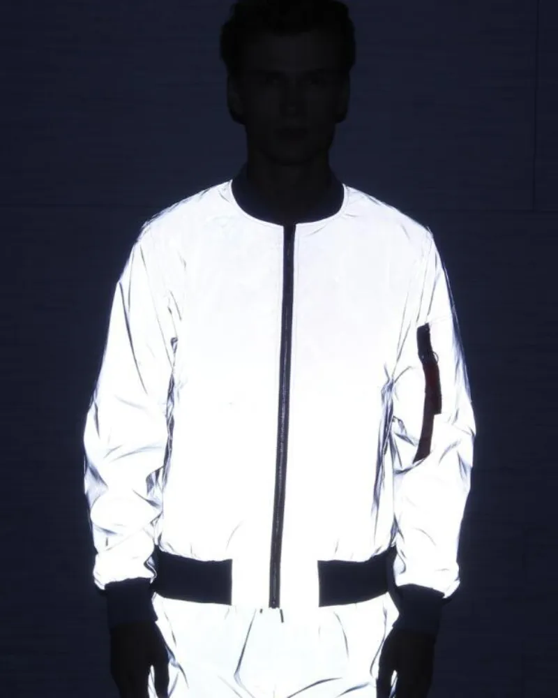 Techwear Silver Reflective Flight Jacket