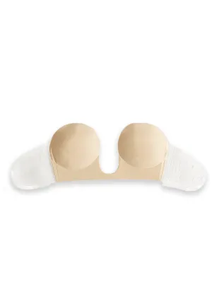 Ultimate Strapless Plunge Reusable Adhesive Push Up Underwire Bra in Skin