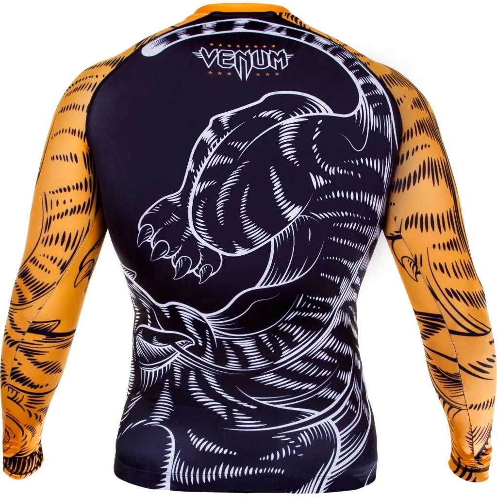 Venum Tiger Rash Guard - Long Sleeves - Black/Orange
