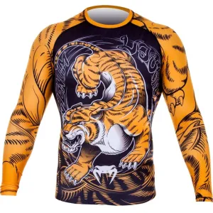 Venum Tiger Rash Guard - Long Sleeves - Black/Orange