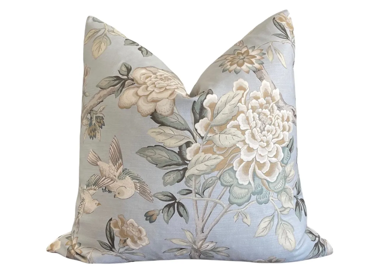 Waverly Mudan Cotton Pillow Cover 18x18, 20x20, 22x22, 24x24, 12x20, 12x22, 14x22 Chinoiserie Tree of Life
