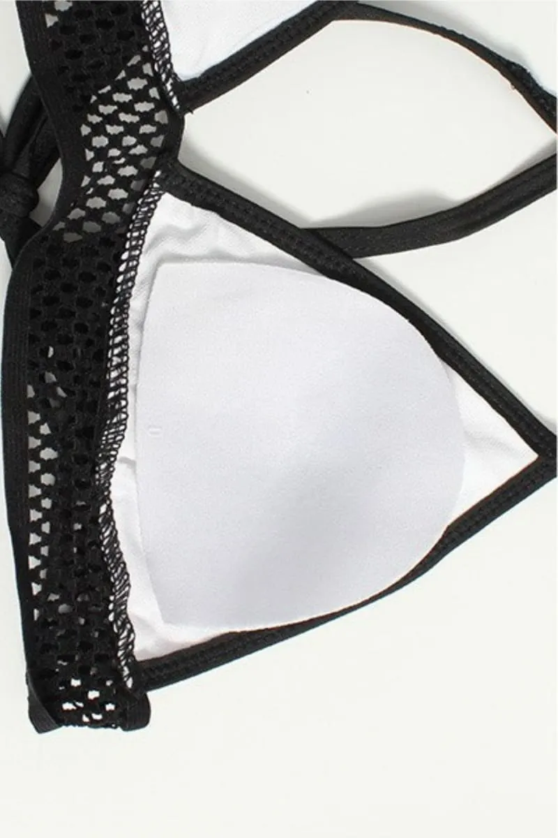 White Lace Marble Print Bikini