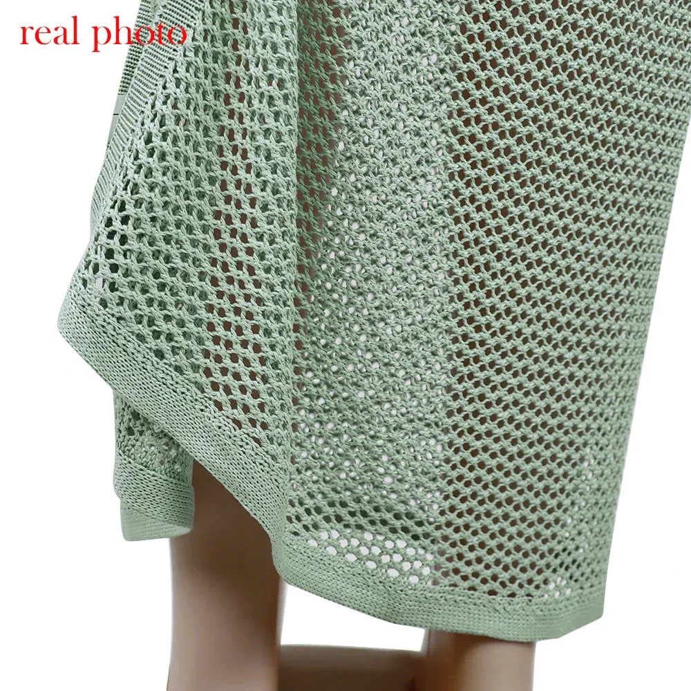 Women Wrap Knit Top & Skirt Beach Cover-Up Set