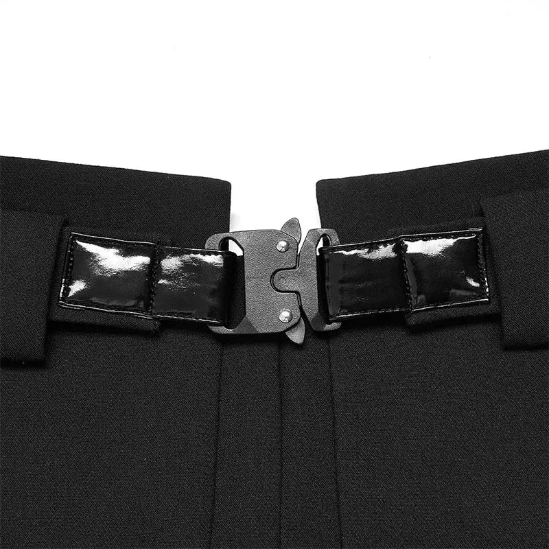 Women's Collect A Line Black Half Personality Casual Women Mini Functional Buckle Decoration Skirt