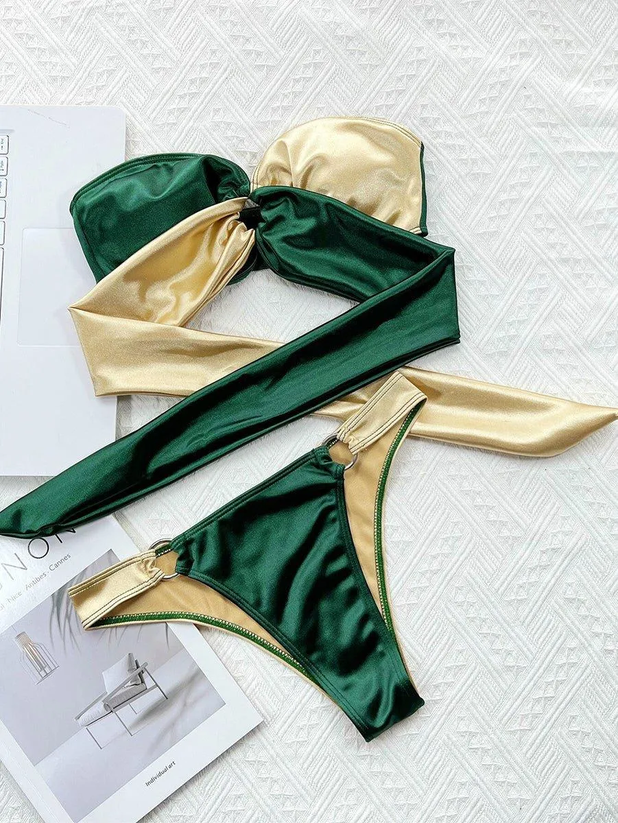 Women's Color Block Brazilian Bikini Set - GFIT Beachwear