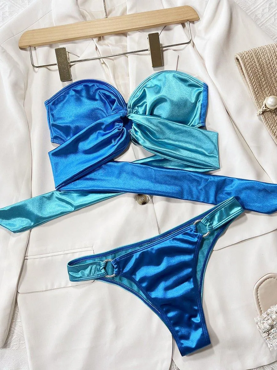 Women's Color Block Brazilian Bikini Set - GFIT Beachwear