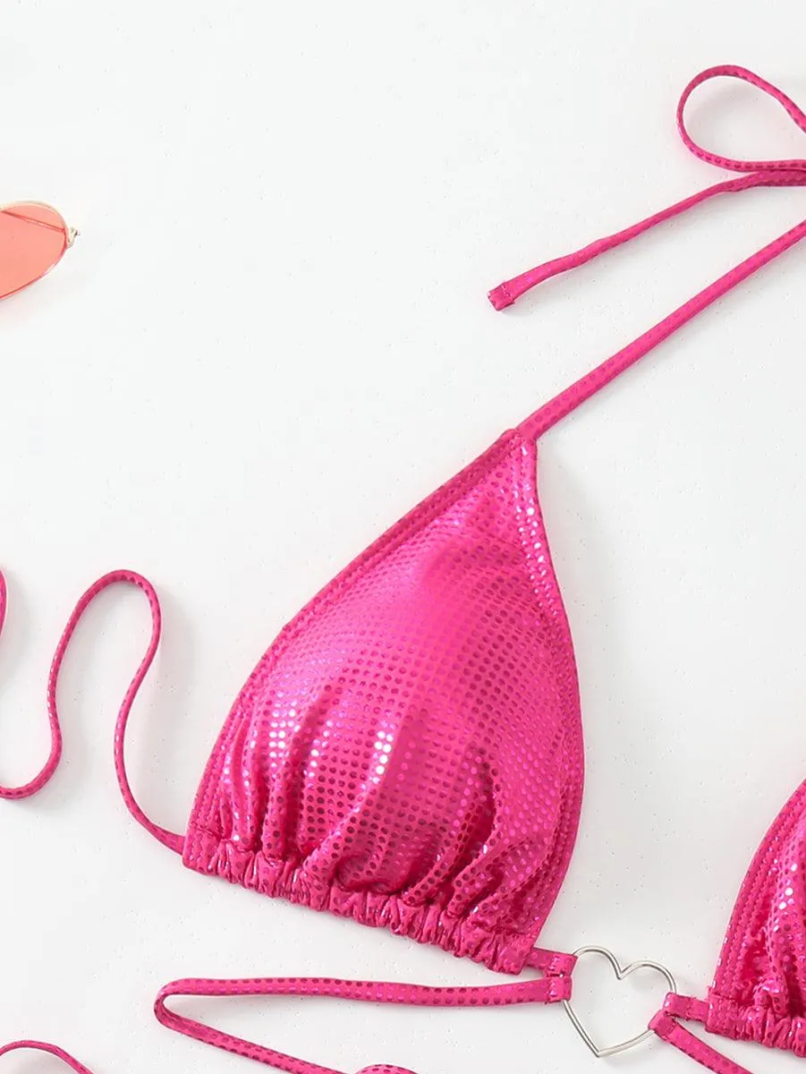 Women's Rose Red Bikini Set | Sexy Swimwear for Beach & Pool