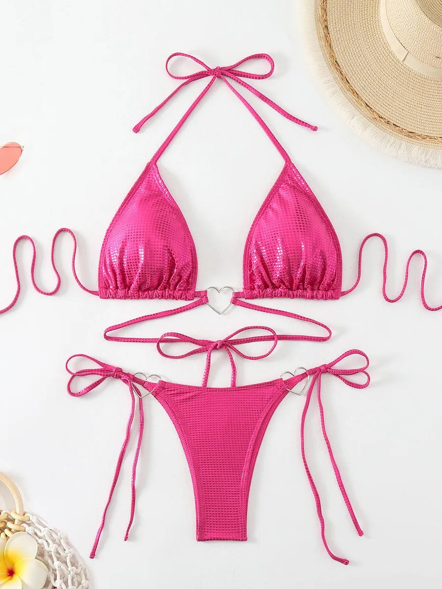 Women's Rose Red Bikini Set | Sexy Swimwear for Beach & Pool