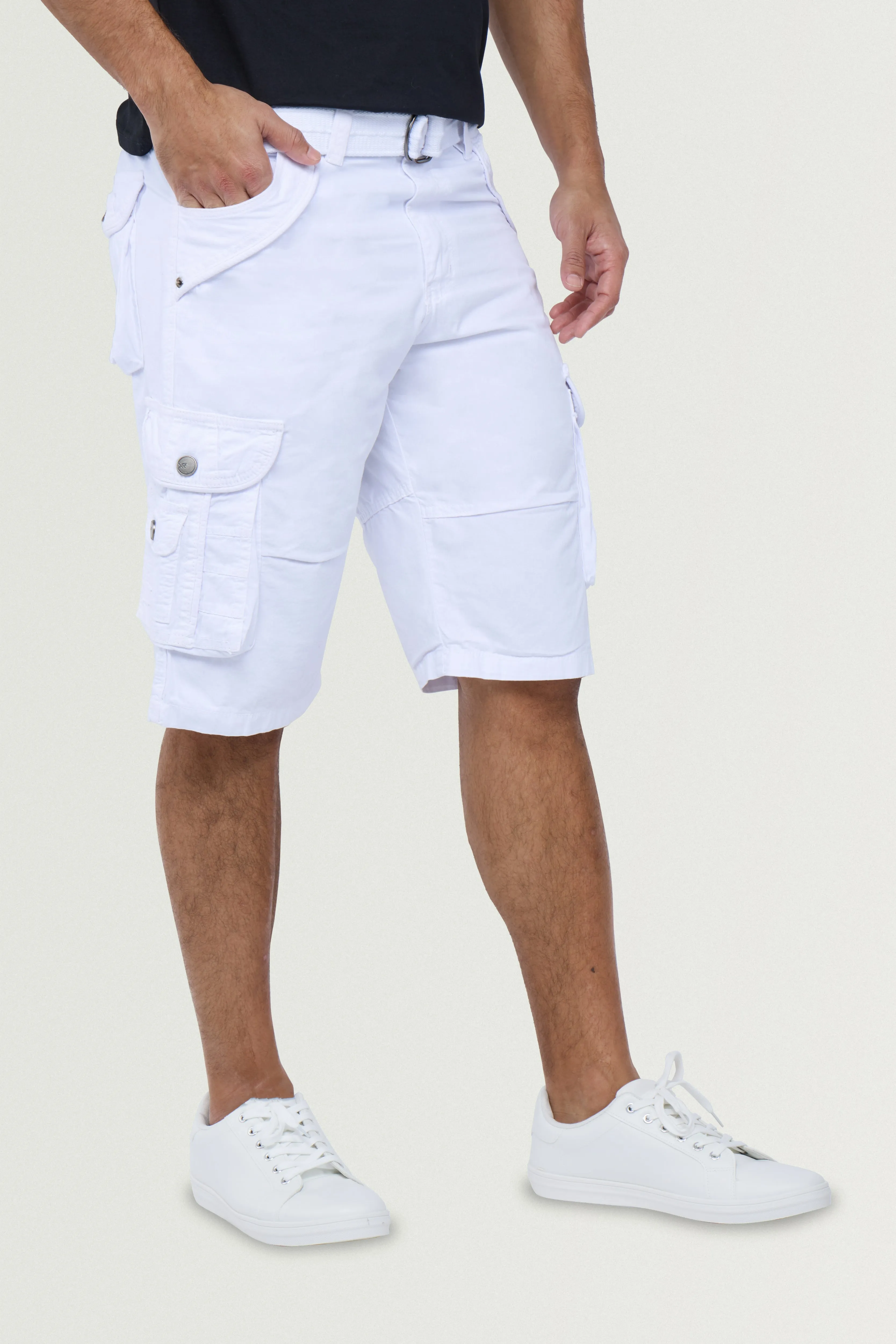 X RAY Men's Belted 12.5" Inseam Knee Length Cotton Cargo Shorts