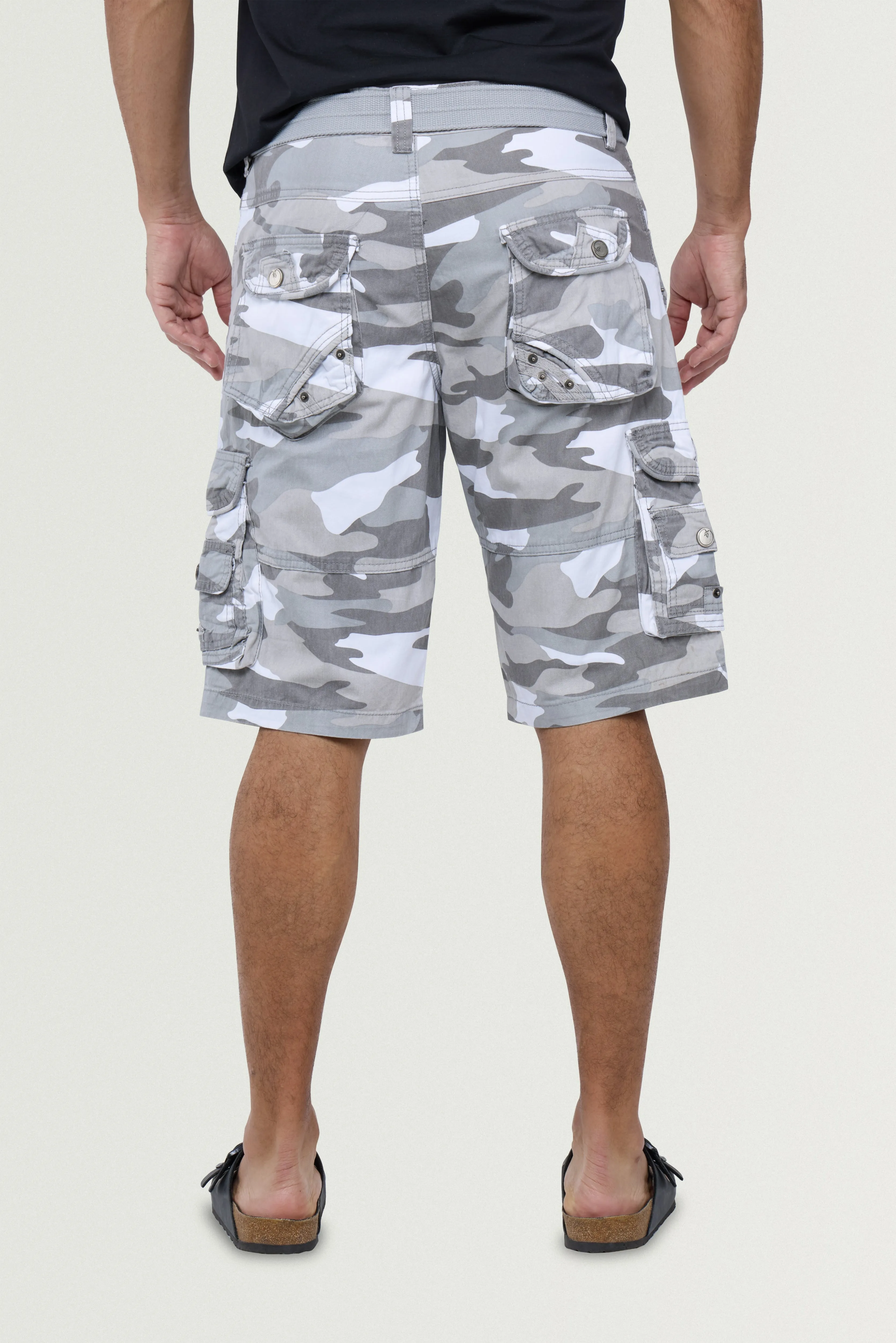 X RAY Men's Belted 12.5" Inseam Knee Length Cotton Cargo Shorts