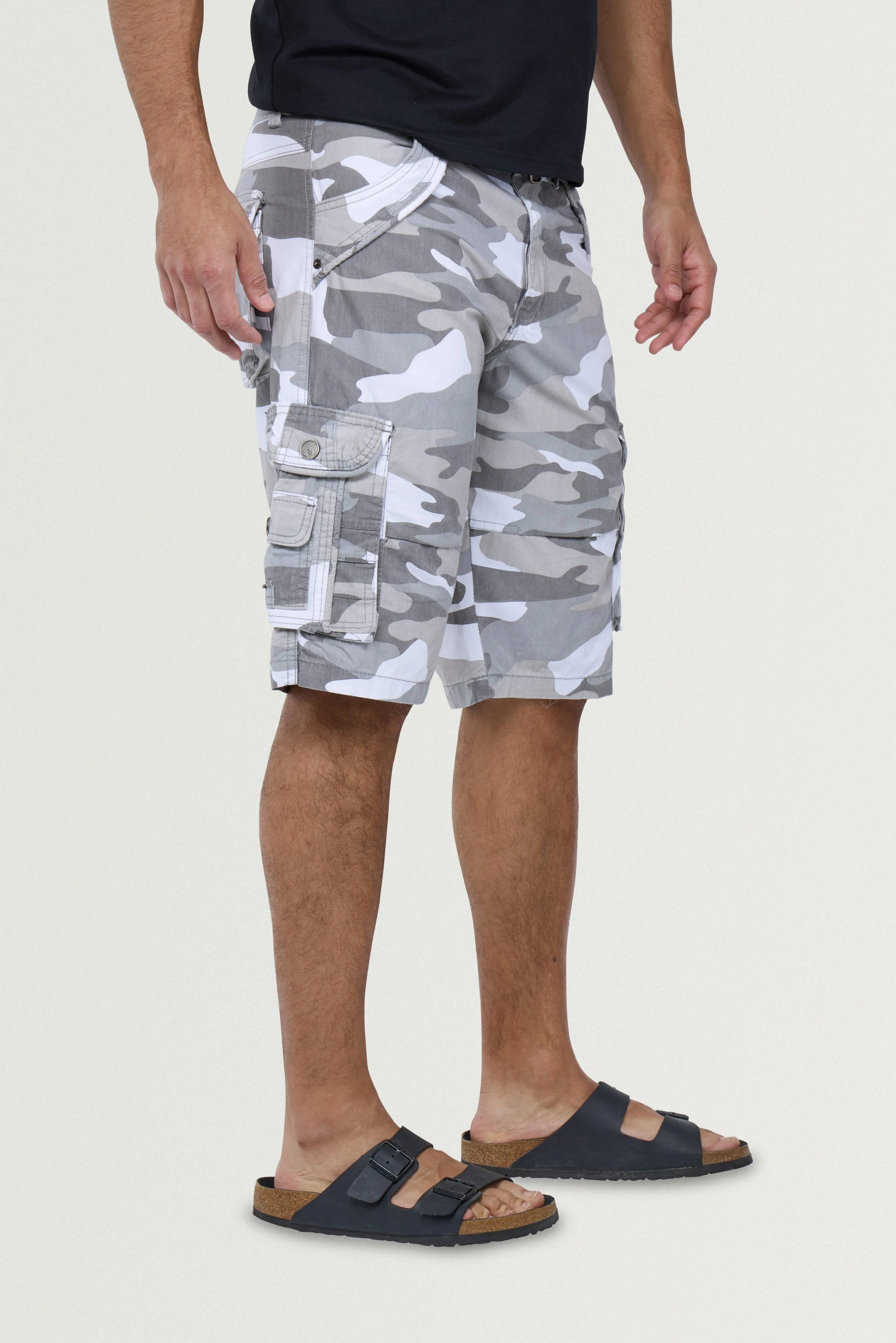X RAY Men's Belted 12.5" Inseam Knee Length Cotton Cargo Shorts