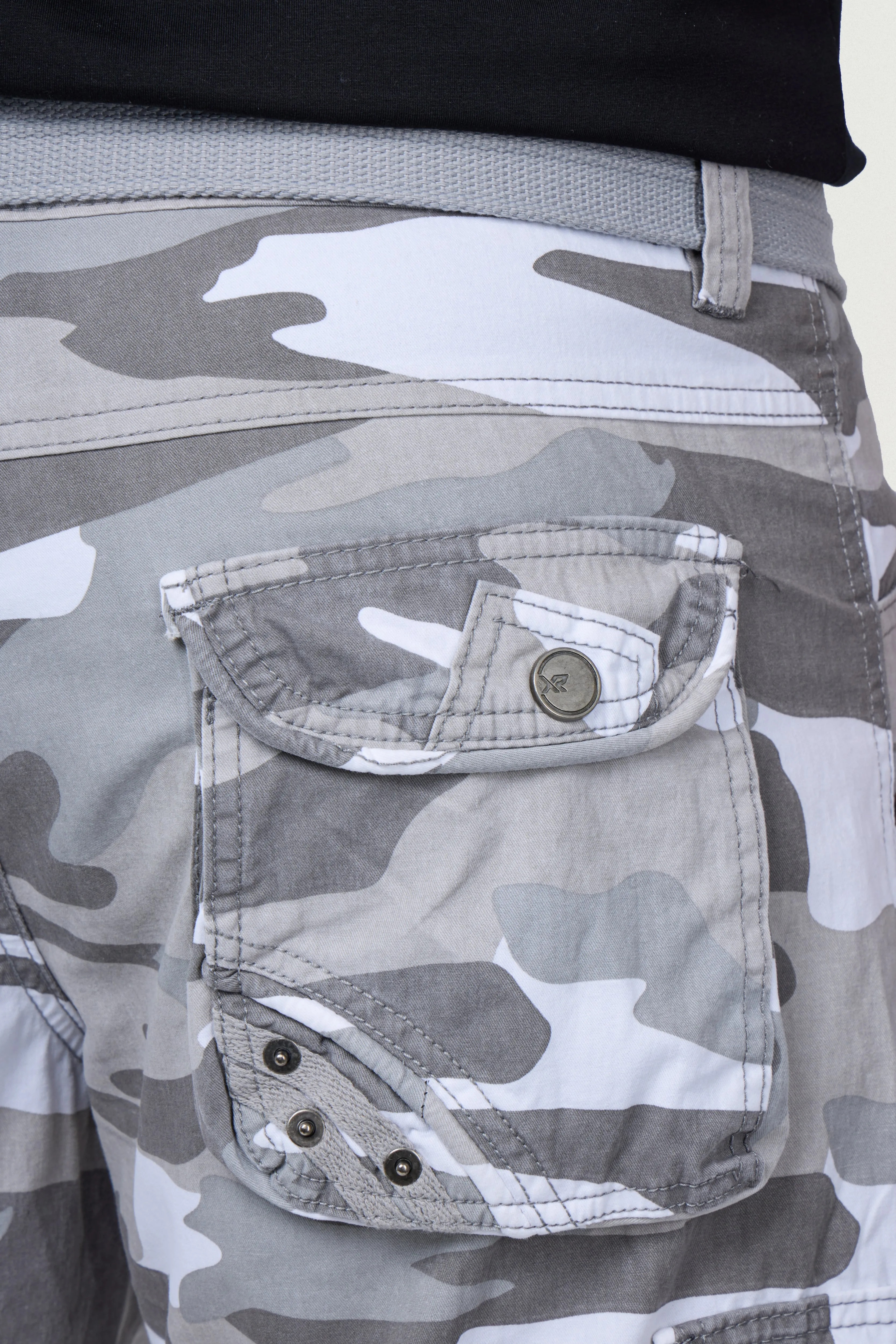 X RAY Men's Belted 12.5" Inseam Knee Length Cotton Cargo Shorts