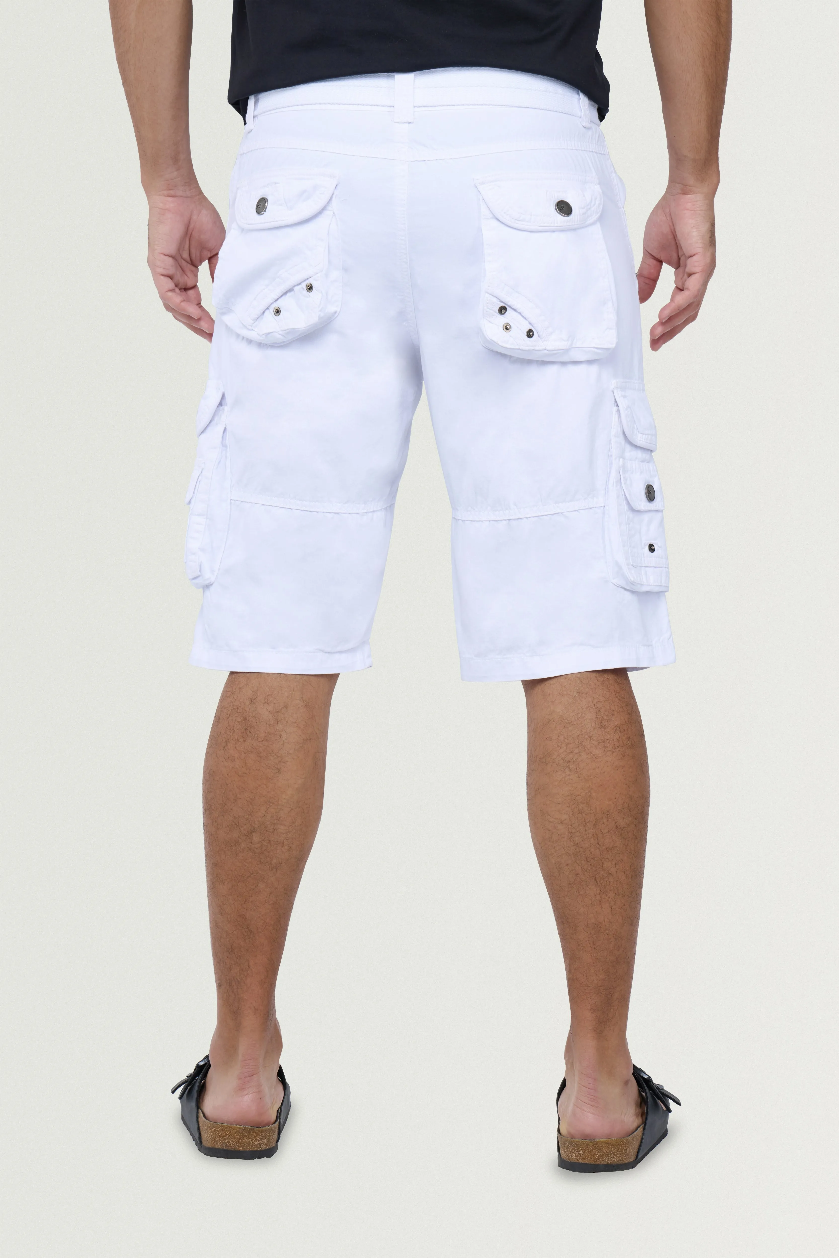 X RAY Men's Belted 12.5" Inseam Knee Length Cotton Cargo Shorts