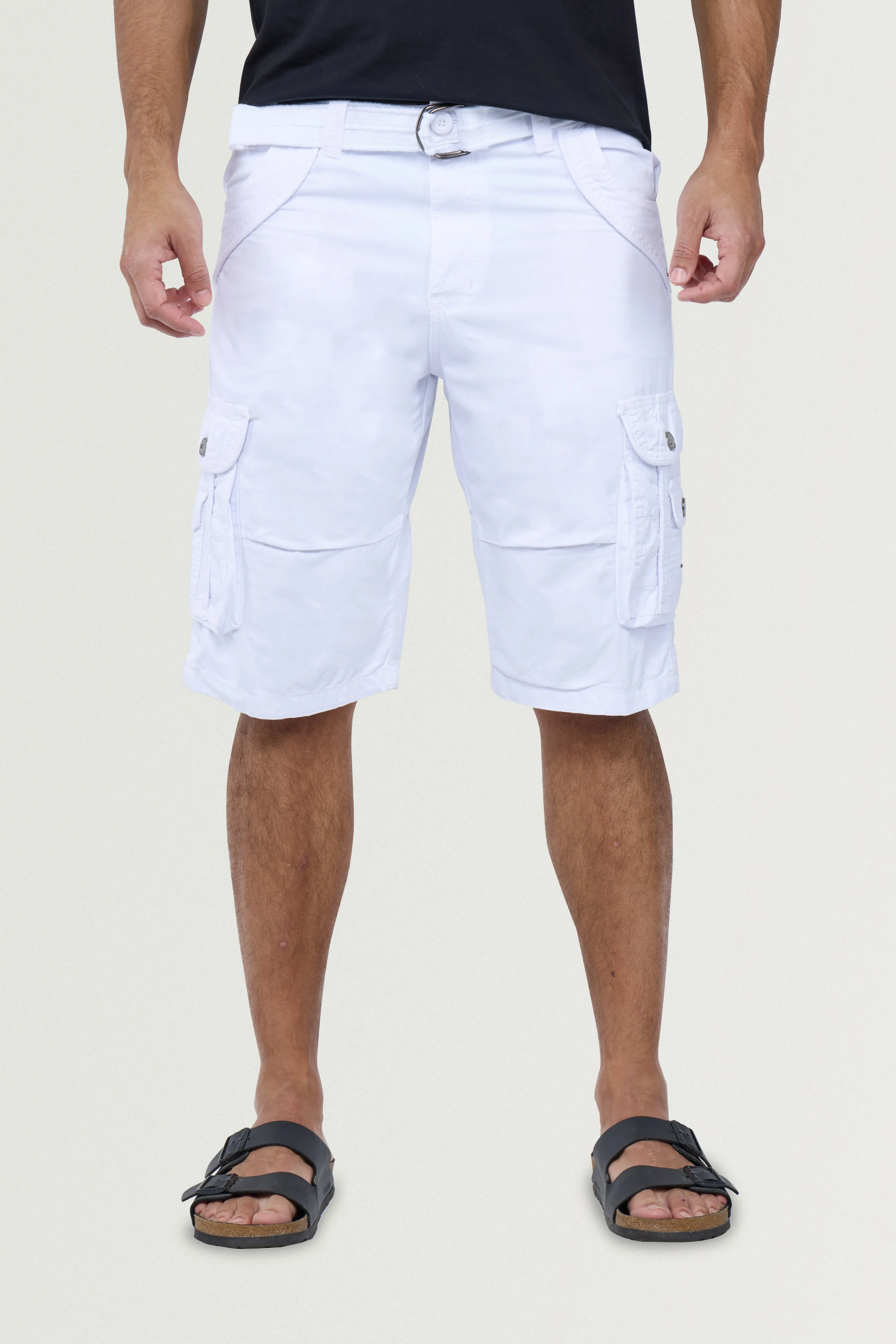 X RAY Men's Belted 12.5" Inseam Knee Length Cotton Cargo Shorts