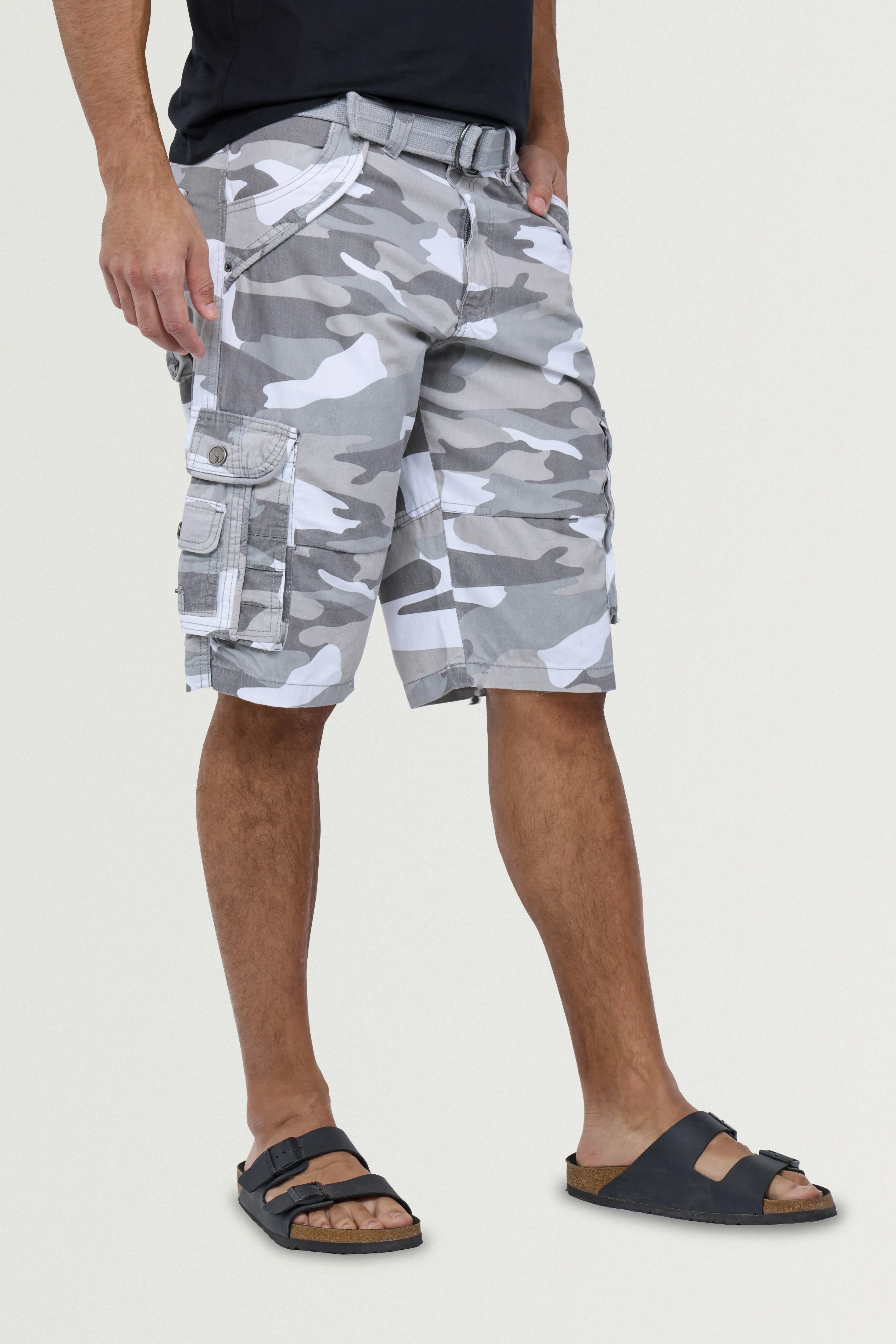 X RAY Men's Belted 12.5" Inseam Knee Length Cotton Cargo Shorts